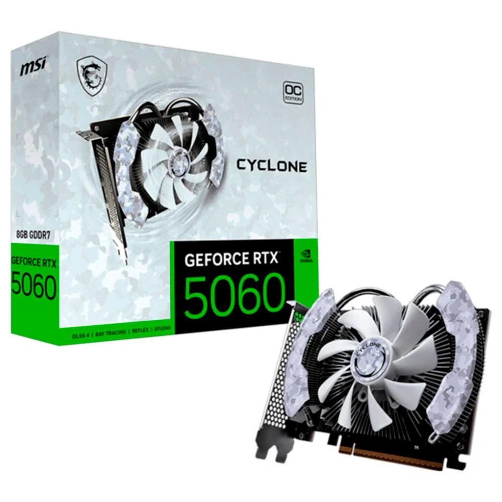Placa De Video Msi Geforce RTX 5060 Cyclone Oc 8GB Gddr7 128bits 912-v812-205