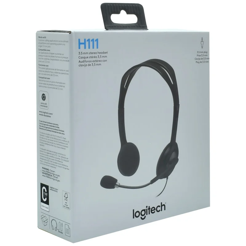 Imagem 3 de 3 do produto Headset Logitech H111 Stereo 981-000612 3.5mm - Preto