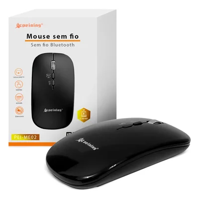 Mouse Fino Sem Fio Bluetooth Wireless Recarregável Moderno Preto