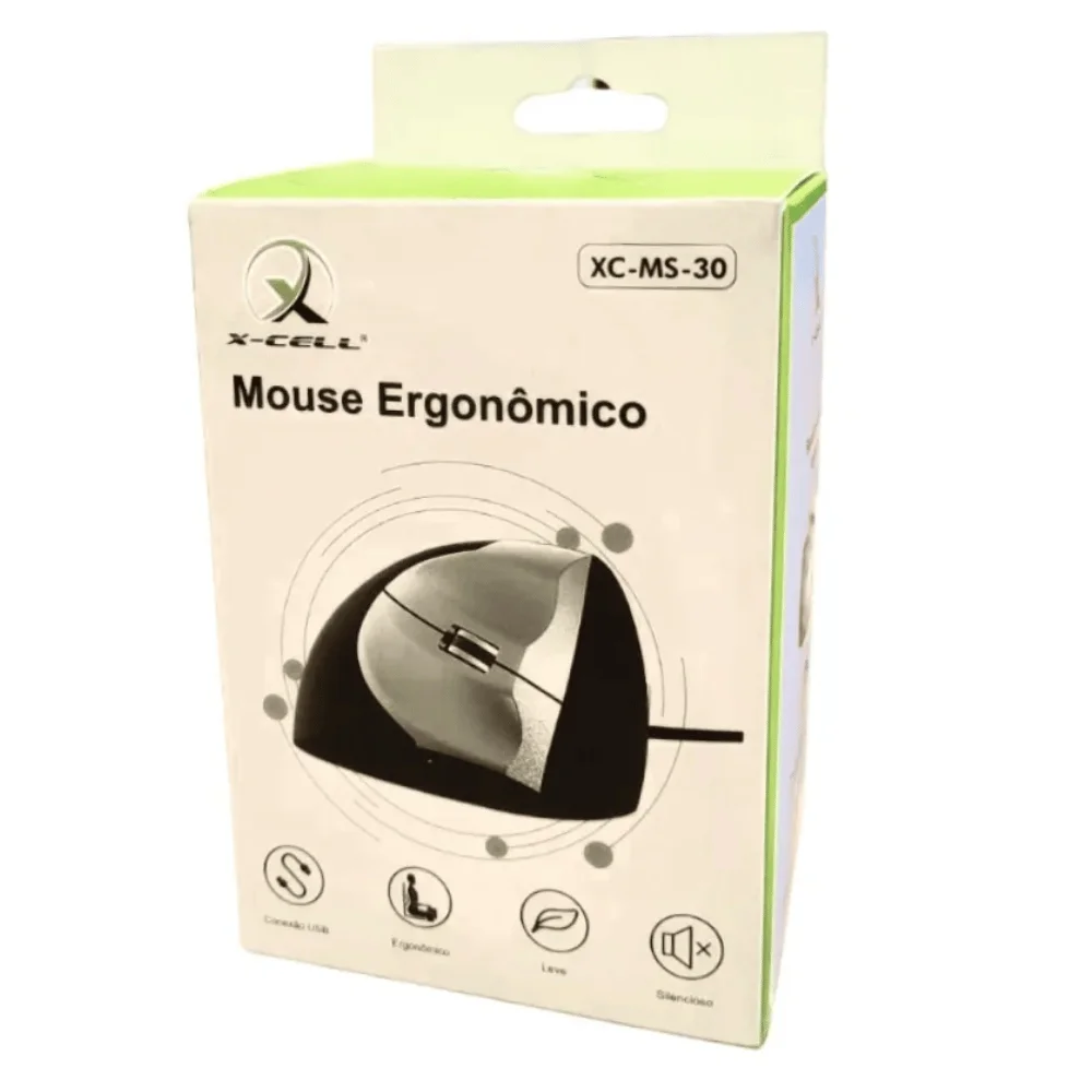 Imagem 3 de 4 do produto Mouse Ergonômico Com Fio Usb Silencioso Cor Preto Xc-ms-30 Xcell