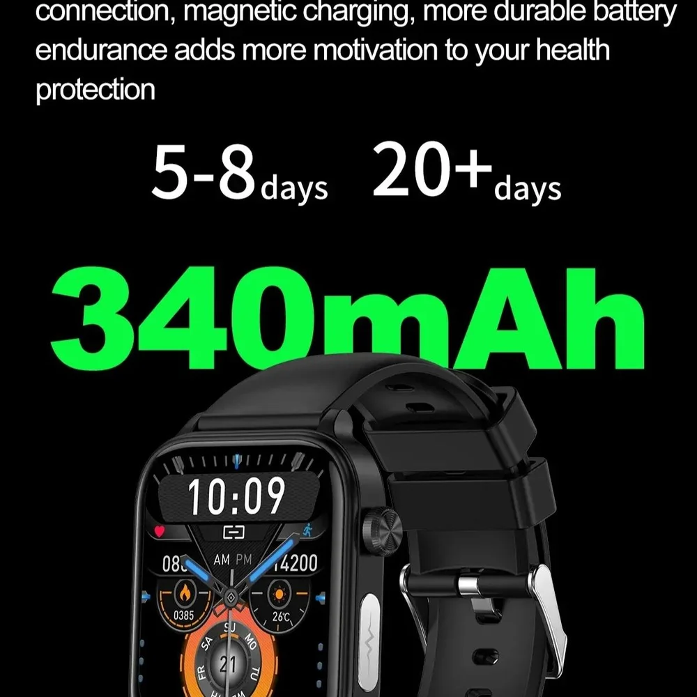 Relógio Inteligente De Grau Médico, Temperatura, Monitor De Ecg Preto 7