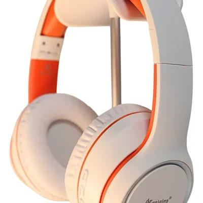 Headset Bluetooth Peining Pei-p01 Sem Fio Rádio Fm Cartão Tf Headset Wireless Branco E Laranja