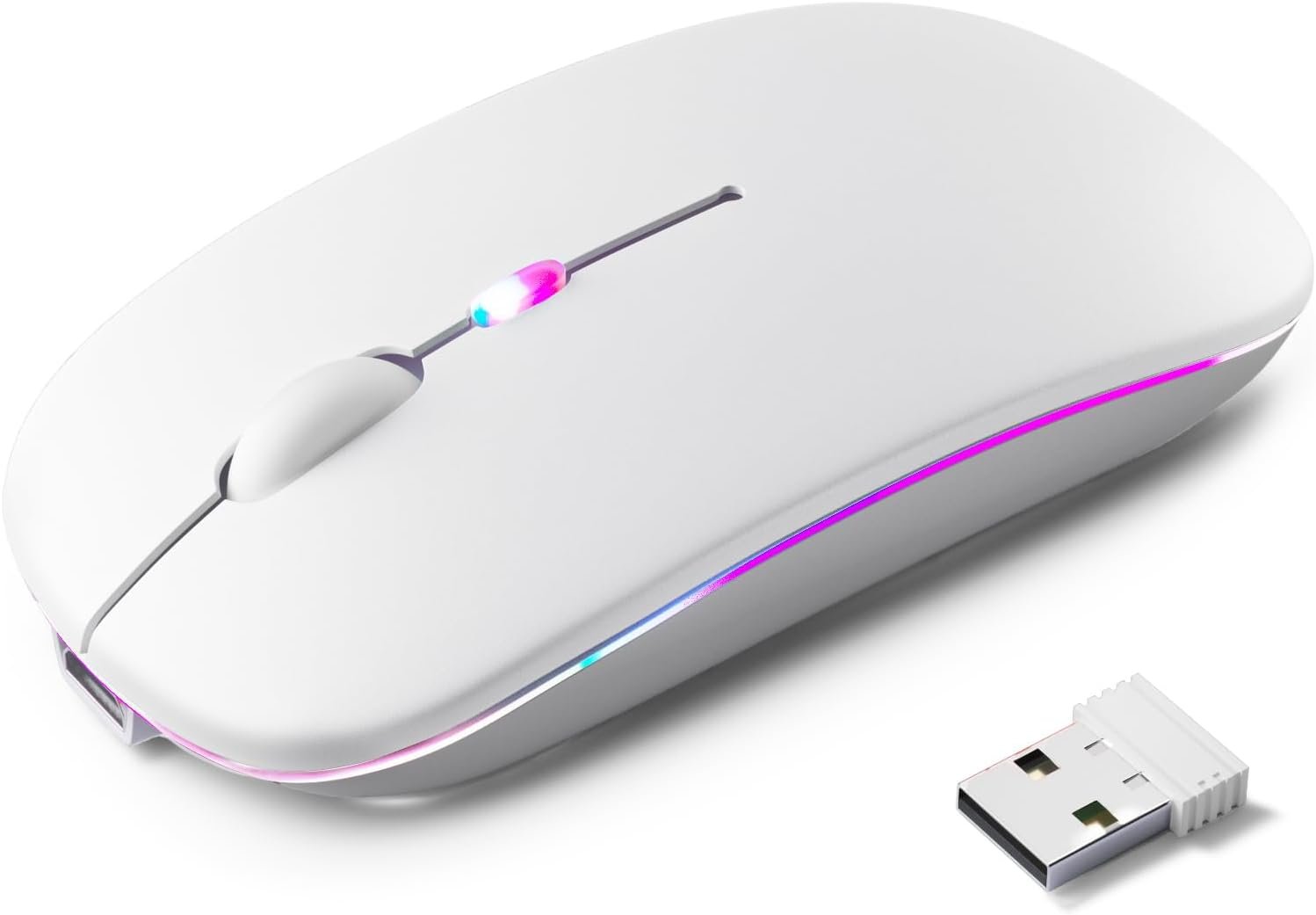 Mouse Sem Fio Recarregável, Ergonômico, Com LED RGB, Conexão Dual Bluetooth 5.0/usb 2.4ghz, Dpi Ajustável, Perfeito Para Notebook, Laptop,pc, Desktop