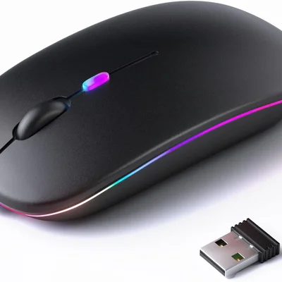 Mouse Sem Fio Recarregável, Ergonômico, Com LED RGB, Conexão Dual Bluetooth 5.0/usb 2.4ghz, Dpi Ajustável, Perfeito Para Notebook, Laptop,pc, Preto