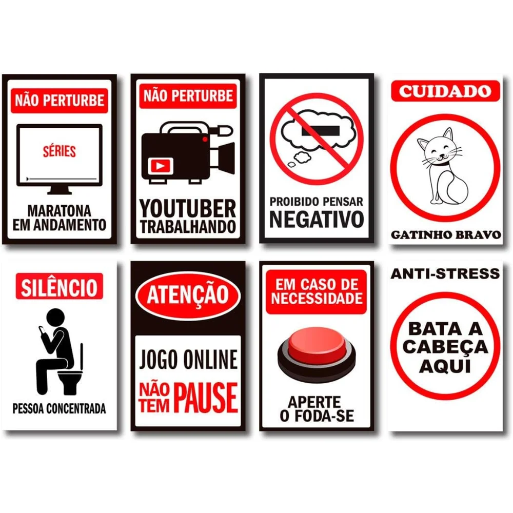 Imagem 1 de 1 do produto Kit Placas Decorativas Frases Nerd Geek Mdf - 8 Placas