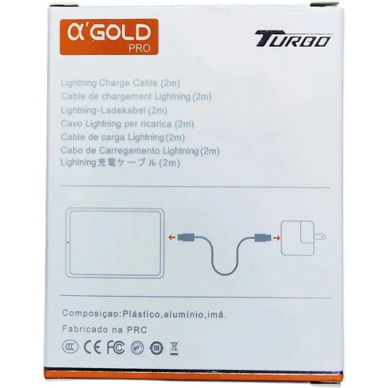 Imagem 5 de 5 do produto Cabo Compatível Lightning 2 Metros 30w | Usb-c Para Iphone Carregamento Ultrarrápido Α'gold Cb-104