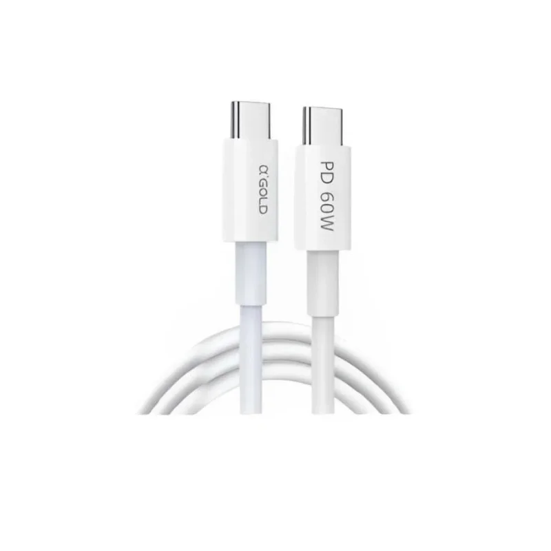 Imagem 1 de 5 do produto Cabo Tipo-c X Tipo-c 2mt A’gold Modelo Cb-105 Com Carregamento Rápido E Alta Durabilidade Cor Branco