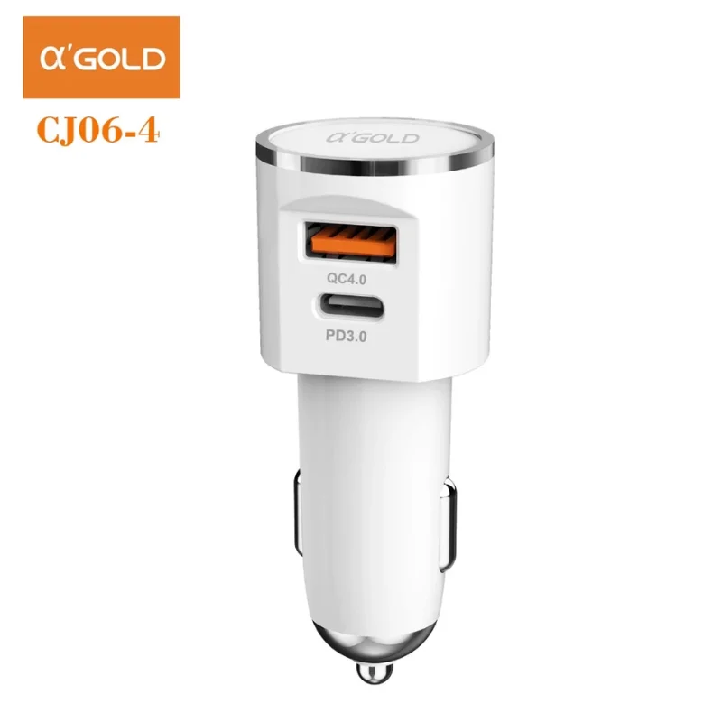 Imagem 3 de 5 do produto Adaptador Carregador Veicular Turbo Tipo C Usb 60w Modelo Cj06-4 Cor Branco