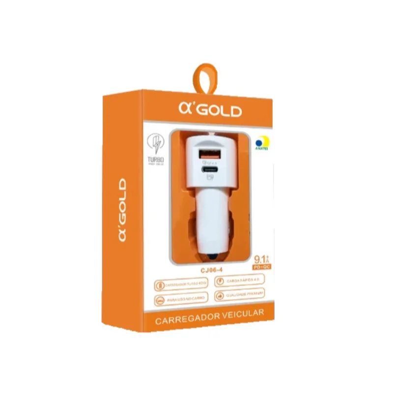 Imagem 5 de 5 do produto Adaptador Carregador Veicular Turbo Tipo C Usb 60w Modelo Cj06-4 Cor Branco
