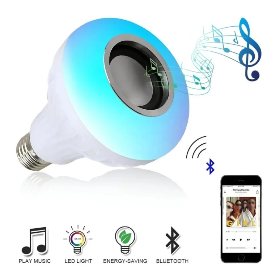 Imagem 2 de 4 do produto Lâmpada LED Colorida Com Caixa De Som Bluetooth