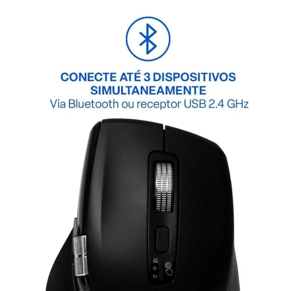 Imagem 3 de 5 do produto Mouse Sem Fio Bluetooth Msinfinity Multimode, Mo406, Preto , Multi