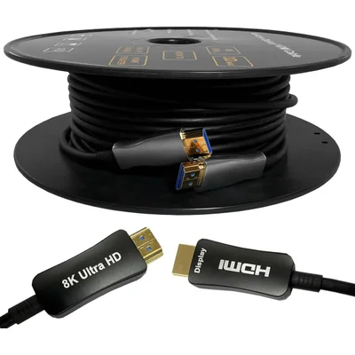 Cabo HDMI 2.1 Fibra Óptica 8k 60hz 48g Ouro Tv Ps4 20 Metros