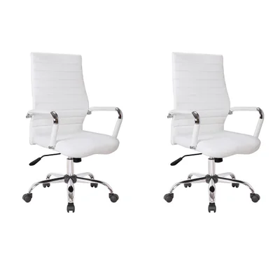 Conjunto Com 2 Cadeiras De Escritório Diretor Giratórias Cleaner Branco