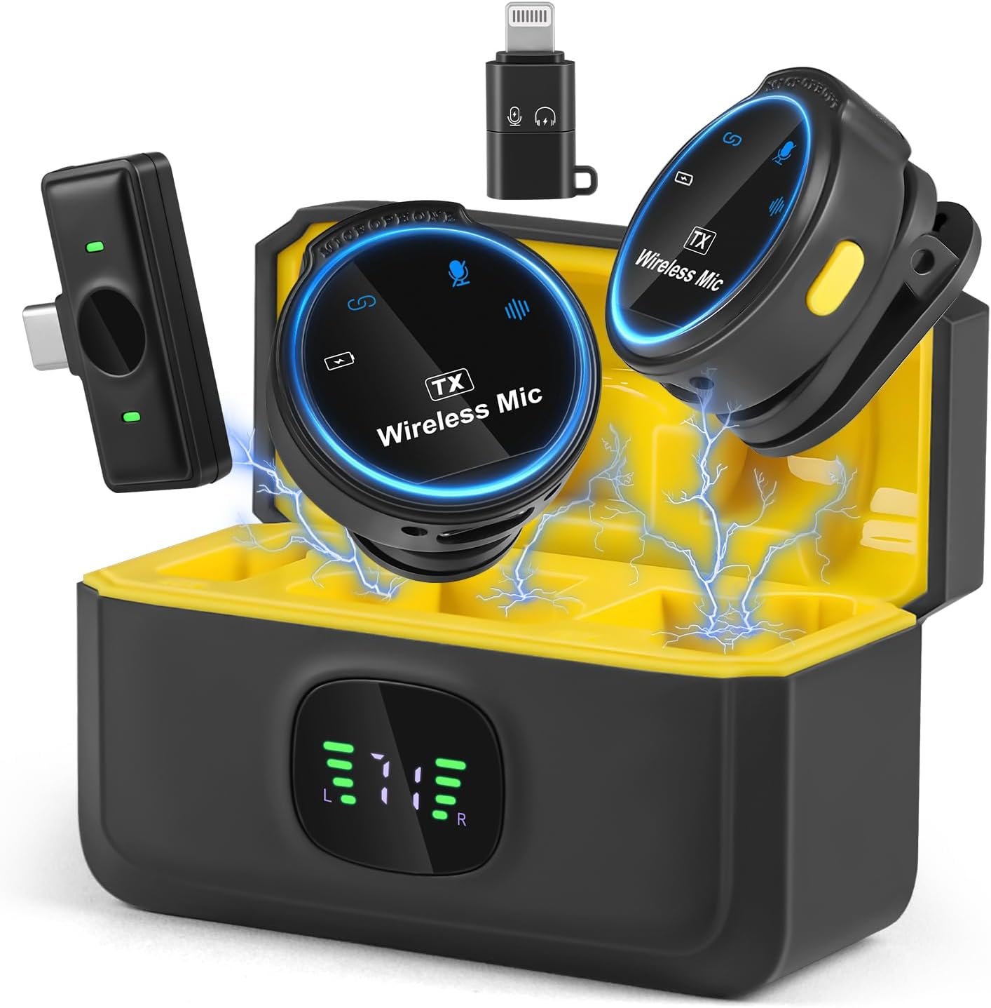 Microfone De Lapela Profissional Sem Fio Com Capa De Carregamento, 2 Mini Microfones Sem Fio Com Cancelamento De Ruído Inteligente
