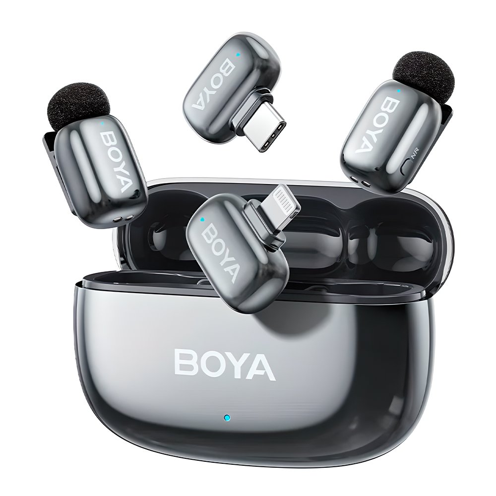 Microfone De Lapela Boya Mini 2 Usb-c/ios Ia-anc Prata Lunar