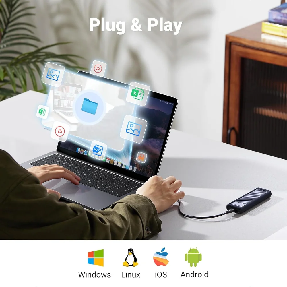 Case Ugreen Para SSD M.2 PCie Nvme & Sata Ngff Usb-c / Tipo-c 3.2 10 Gbps, Gen 2 Modelo (cm559/90408)
