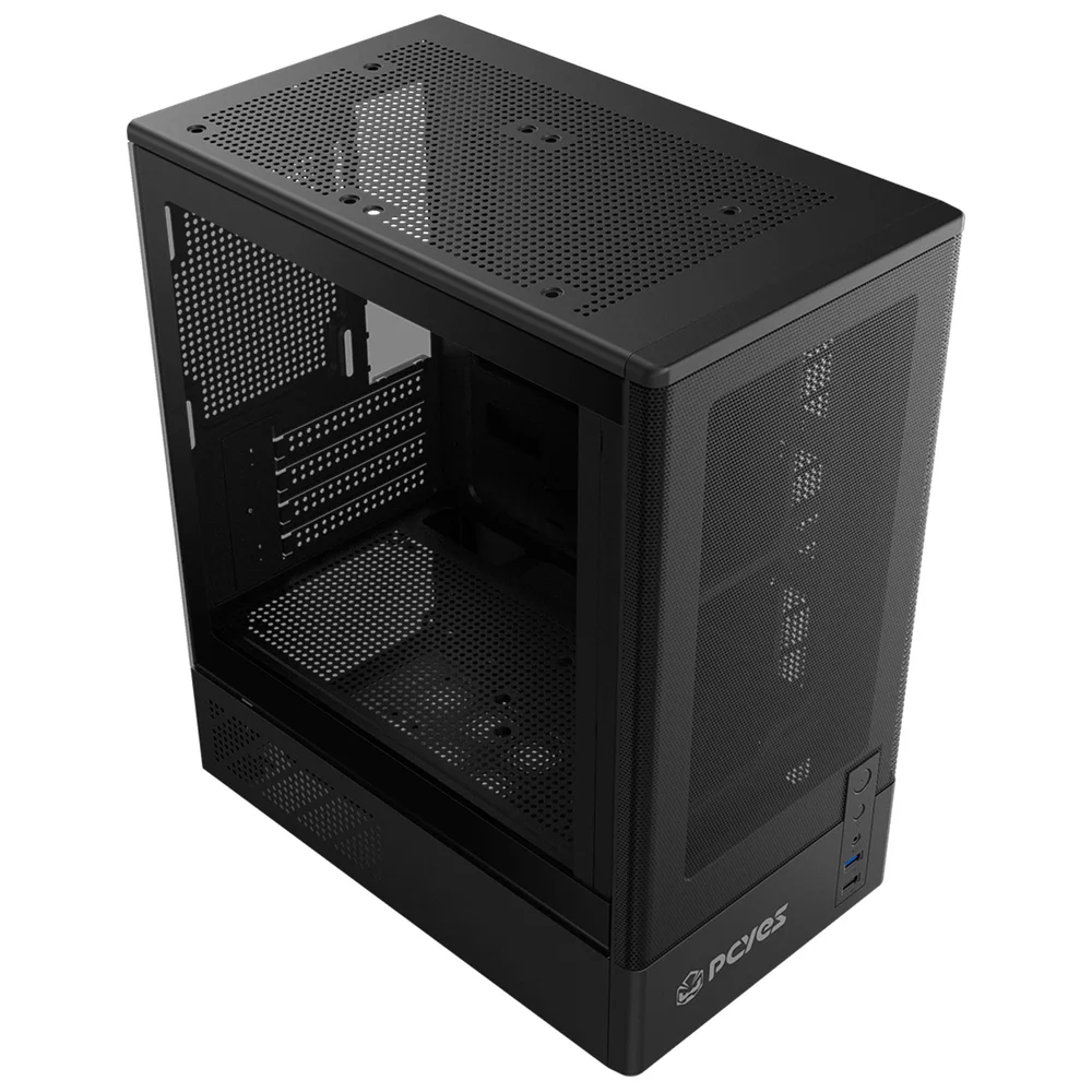 Imagem 4 de 5 do produto Gabinete Gamer PCyes Kauri Black Vulcan, Lateral Em Vidro Temperado, Usb 3.0,  Micro Atx, Preto - Gkribv