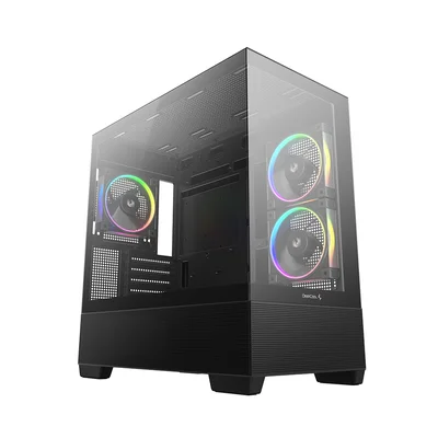 Gabinete Gamer Deepcool Cg380 Preto Microatx Com 3 Fans Preto