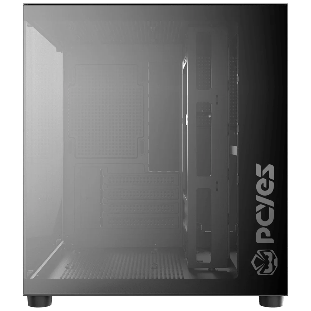 Imagem 4 de 5 do produto Gabinete Gamer Aquário PCyes Forcefield Mini Black Vulcan, Frontal E Lateral Em Vidro Temperado, Usb 3.0, Micro Atx, Preto - Gffmnbv
