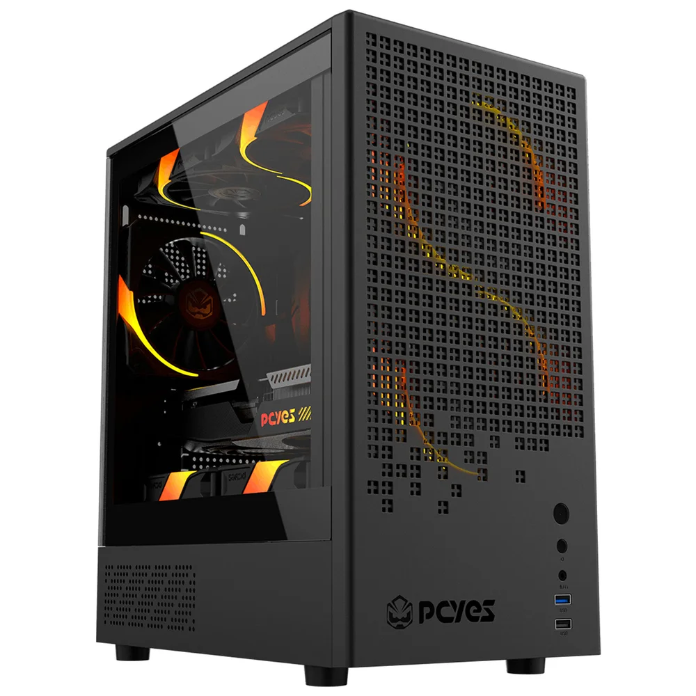 Gabinete Gamer PCyes Ozara Black Vulcan, Lateral Em Vidro Temperado, Usb 3.0, Micro Atx, Preto - Gozrbv