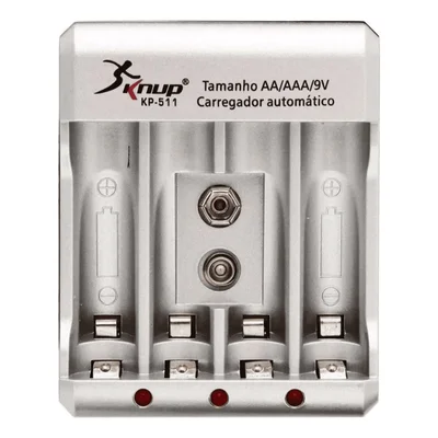 Carregador De Pilhas C/ 4 Pilhas 3a Bivolt Kp-511bb Knup
