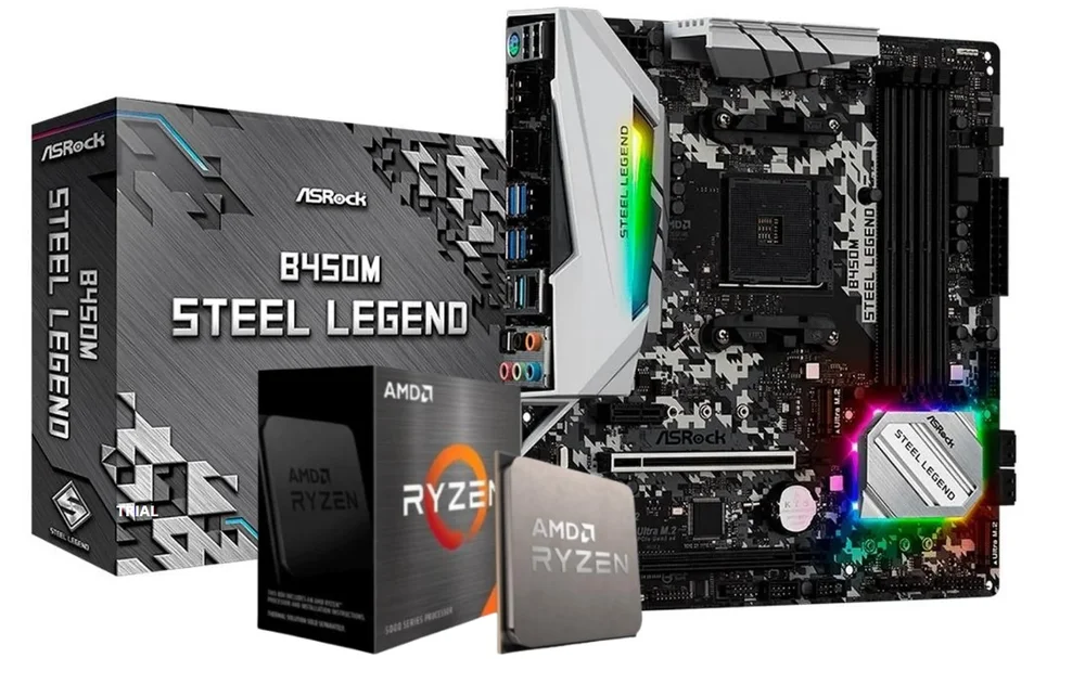 Kit Upgrade Amd Ryzen 5 5500, Placa Mãe B450m Am4