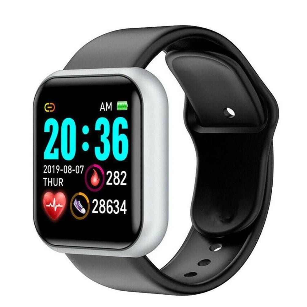 Smartwatch Sport D20 Cinza e Preto com Tela Touch, Controle de Música e Notificações para iOS e Android