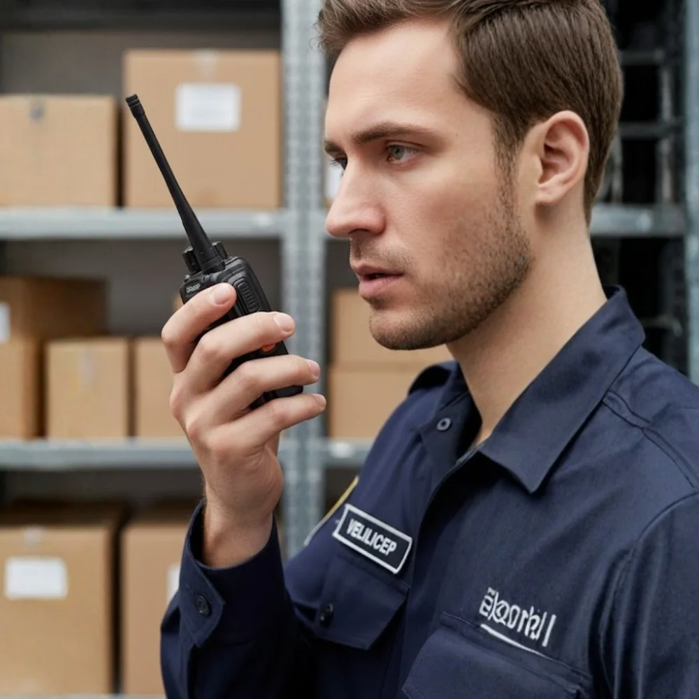 Imagem 5 de 5 do produto Radio Comunicador Walkie-Talkie Portátil 16 Canais 5W Bateria 1800mAh Alcance de 4km com Fone de Ouvido Comercio