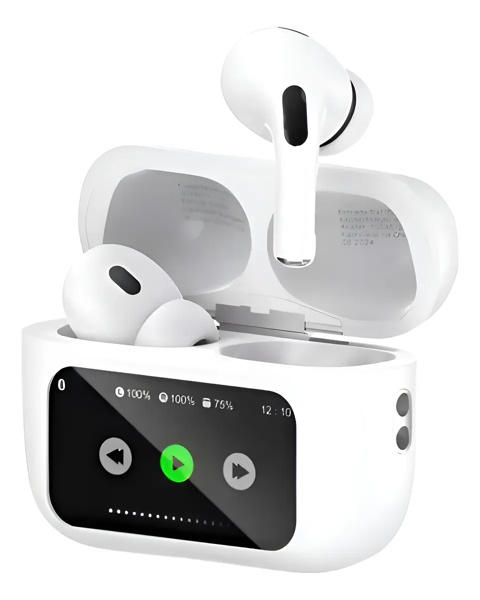 Fone De Ouvido Sem Fio Bluetooth Digital Tela Touch Graves Branco