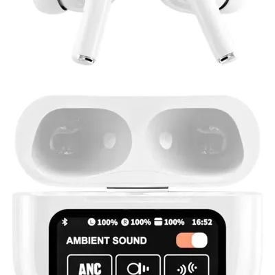 Fone Sem Fio Tws Com Visor Tela Touch Android E Ios Cor Branco