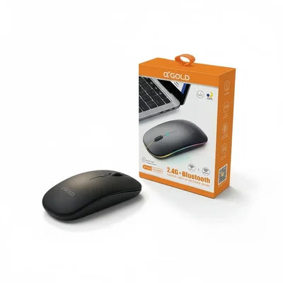 Mouse Sem Fio Bluetooth LED RGB Recarregável A'gold