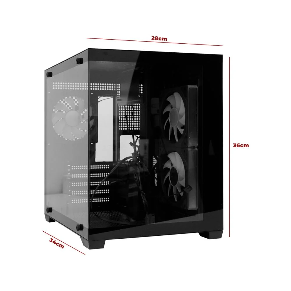 Imagem 2 de 5 do produto Gabinete Gamer Com Lateral De Vidro Temperado, Usb 3.0, RGB, Compatível Water Cooler 240mm E Refrigeração Eficiente