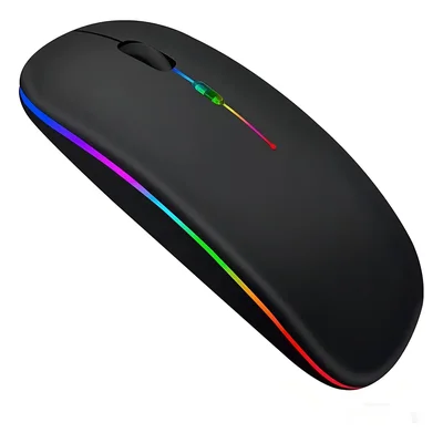 Mouse Bluetooth Recarregável A'gold Preto Para Macbook Air 13 Com Luzes RGB