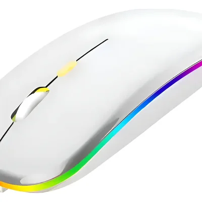 Mouse Sem Fio Recarregável RGB Maxnova Ergonômico Usb Gamer Branco