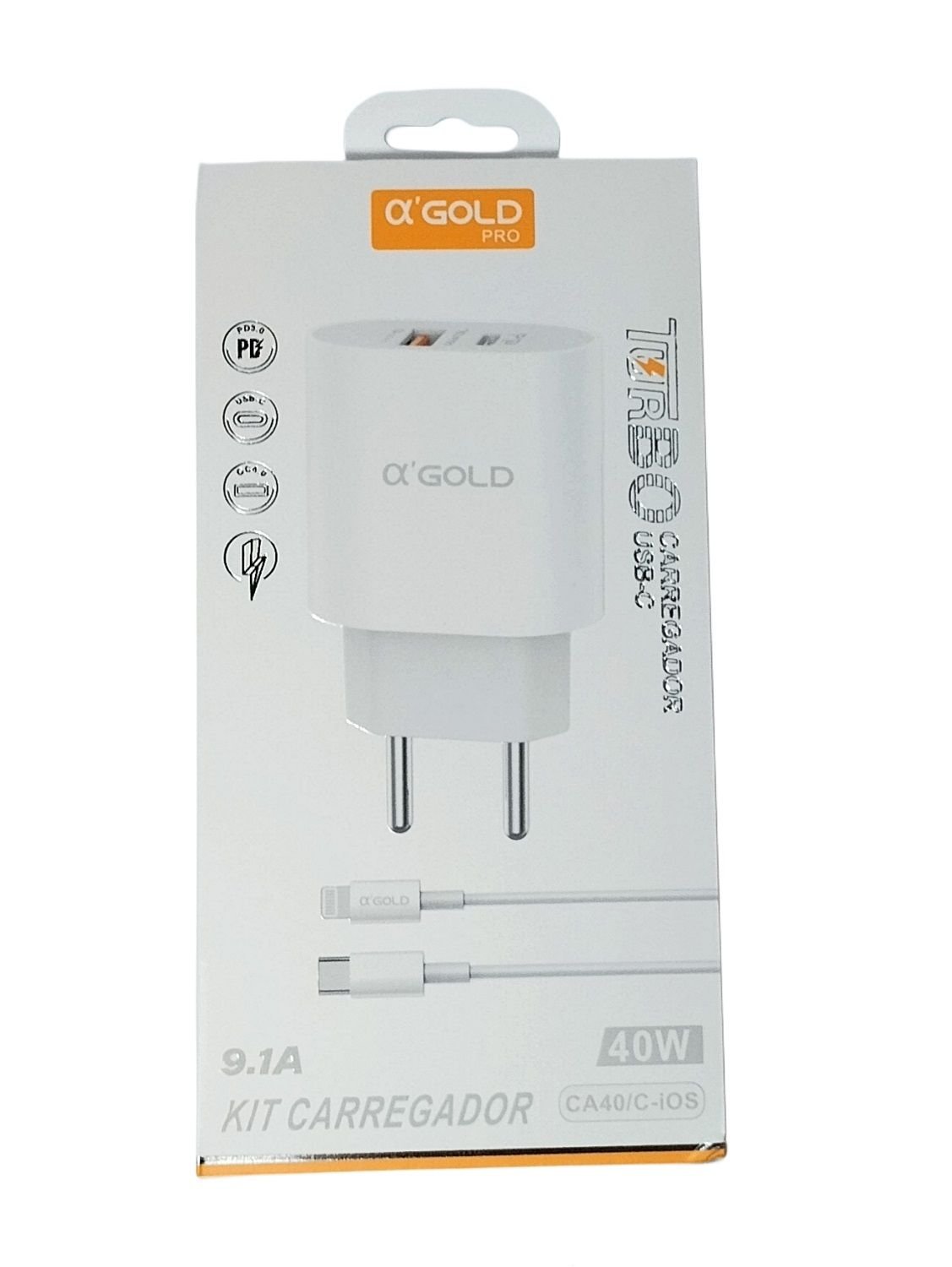 Carregador Agold Turbo 40w Usb C Pd Iphone Qc 4.0