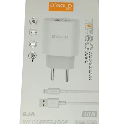 Carregador Turbo A’gold 40w Pd3.0 Qc4.0 Usb-c Para Iphone
