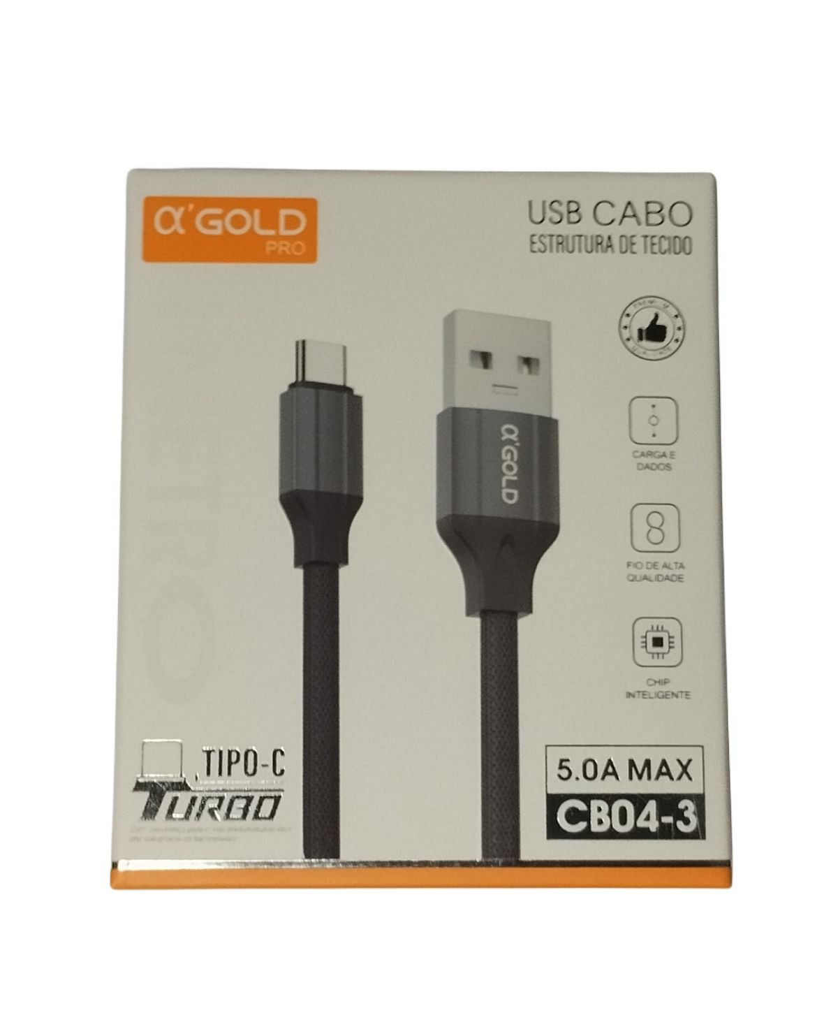 Cabo Tipo-c Turbo 5.0a 1m Usb Reforçado Cb04-3 A'gold
