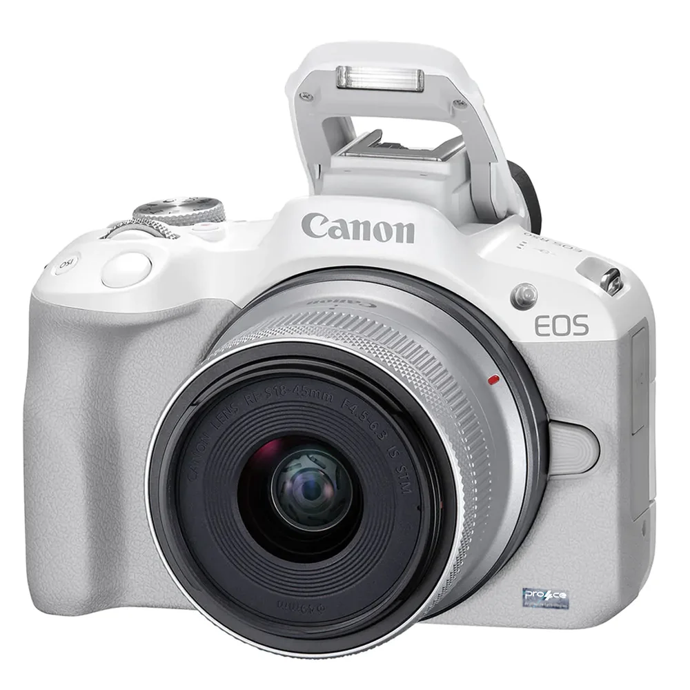 Câmera Canon Eos R50 Branca Com Lente Rf-s 18-45mm