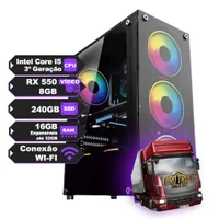 PC Gamer Intel Core I5 3º, RX 550 de 4 GB, SSD 240GB, 16GB RAM, Fonte 500W e Wi-Fi