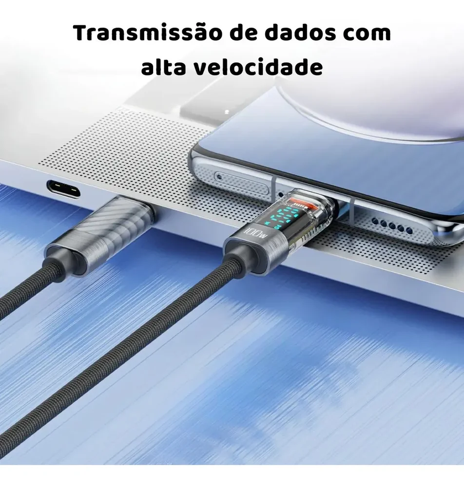 Imagem 3 de 4 do produto Cabo Carregador Turbo Com Display Digital Usb-c / Usb-c 65w