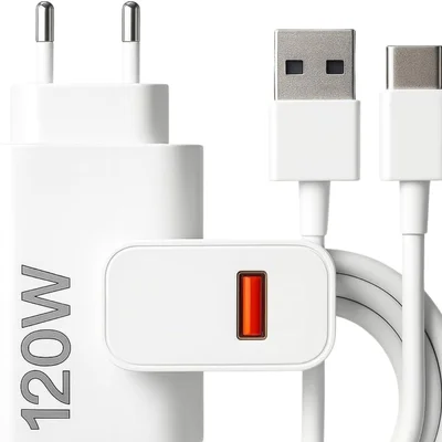 Carregador Super Turbo 120w Tipo C (usb-a) + Cabo Usb-c De 1m, Compatível Com Iphone,android, Tablets, Notebooks Ultra Rapido