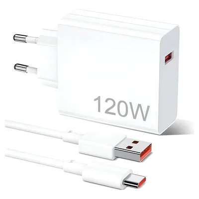 Carregador Celular 120w Turbo Para Poco X5 X6 X7 Pro Xiaomi 12t 13t 14t 15t Redmi 12 13 14 + Cabo Branco