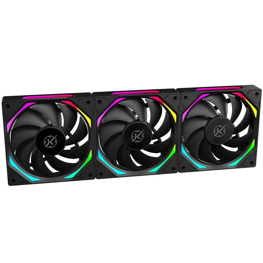 Imagem 2 de 5 do produto Kit 3 Fans Kalkan Halo ARGB 120mm ARGB Preto Klk00019