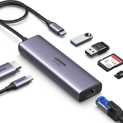 Ugreen Revodok 7-em-1  Adaptador Usb-c Hub (modelo 60515) Compatível Macbook Pro/air (m1/m2/m3/m4), Iphone Laptops, Tablets, Etc