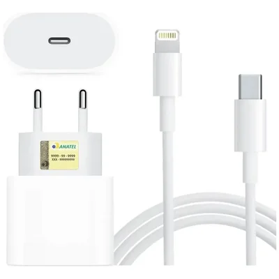 Carregador 30w Turbo Para Iphone 8 X Xr 11 12 13 14 Pro Max Fonte Usb C Cor Branca