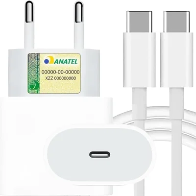 Kit Carregador Turbo 30w Tipo-c + Cabo Usb-c Para Usb-c, Compativel Com Novo Iphone 16, 16 Pro, 16 Pro Max, Iphone 15 Pro Max, Ios, Todos Dispositivos