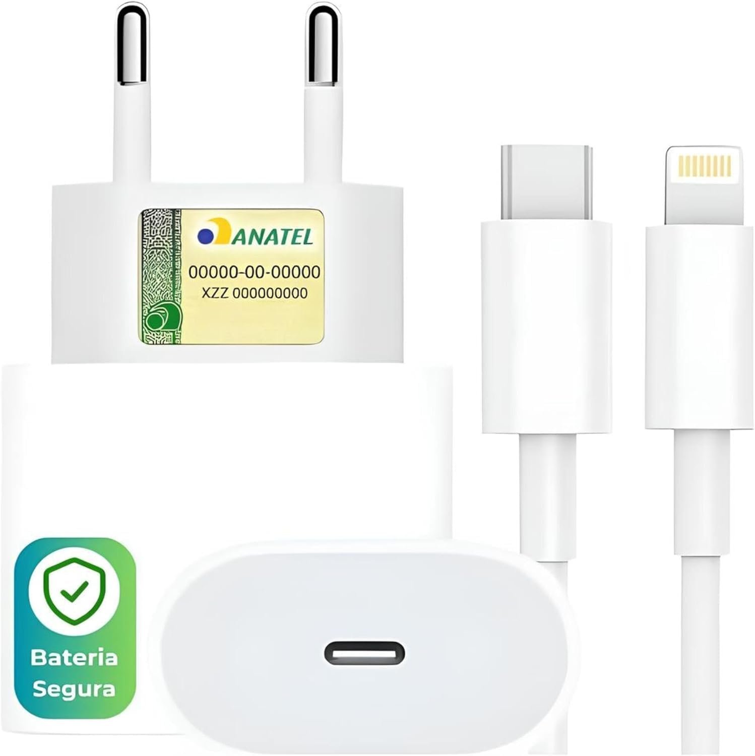 Carregador Turbo Cabo Usb-c + Fonte 30w Ultra Rapido Compatível Iphone Se X Xr 11 12 13 14 Premium Power