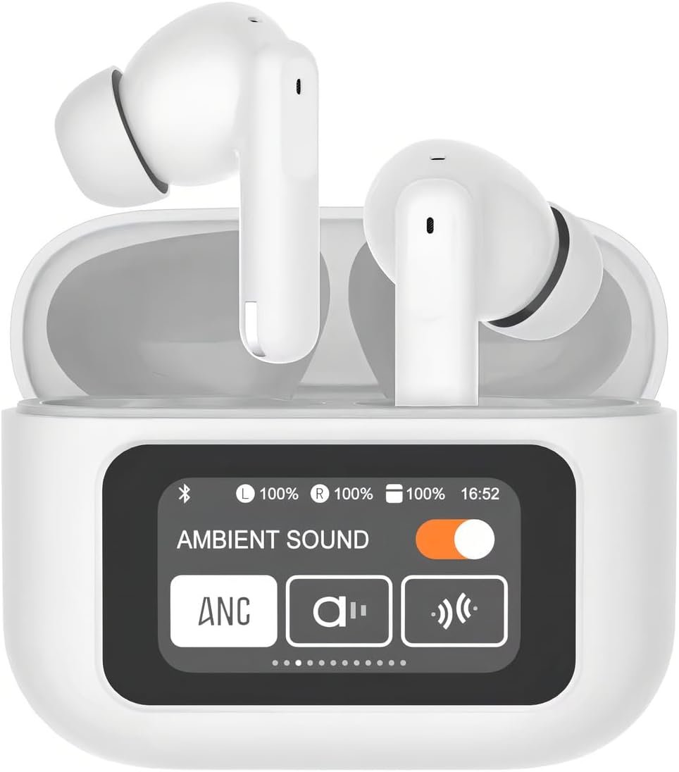 Fone De Ouvido Bluetooth Sem Fio Cancelamento De Ruido Anc Com Tela Touch 12 Horas De Bateria