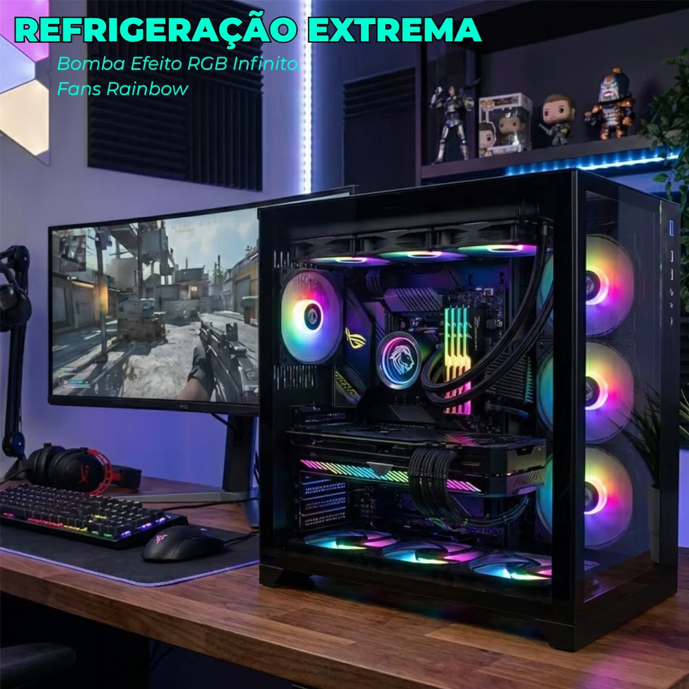 Watercooler Gamer 120mm RGB Raibow Universal CPU Intel AMD CPU Cooler Fan Silencioso TDP 150W 5