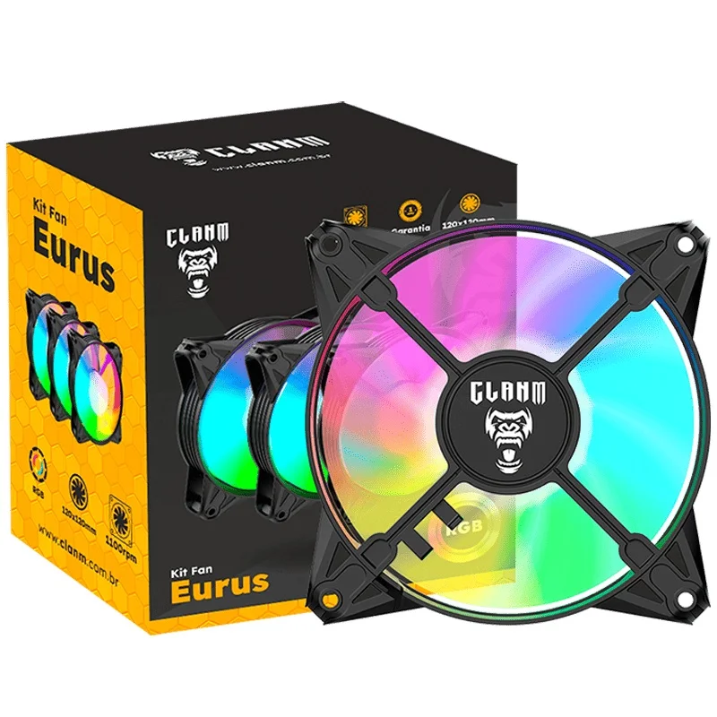 Kit 3x Cooler Fan Eurus RGB Master/slave 120mm – Silencioso, Alto Fluxo E RGB Sincronizado 5